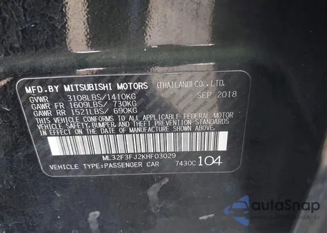 2019 Mitsubishi Mirage G4 Es из США, поврежденный, VIN ML32F3FJ2KHF03029